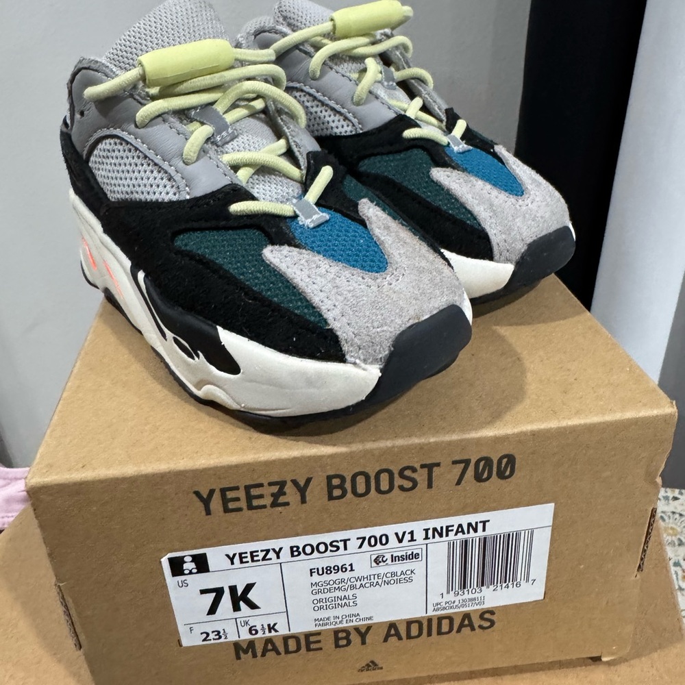 Adidas Yeezy Boost 700 V1 Infant Sneakers - Gray, Black, and Teal